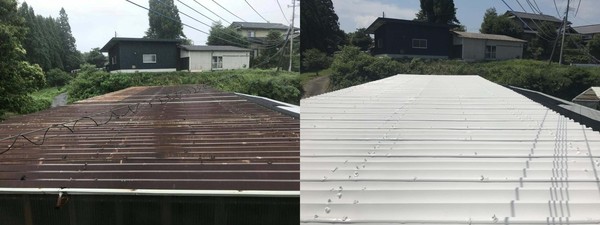 菊池市　菊池製作所様鋼板屋根遮熱防水塗装工事サムネイル