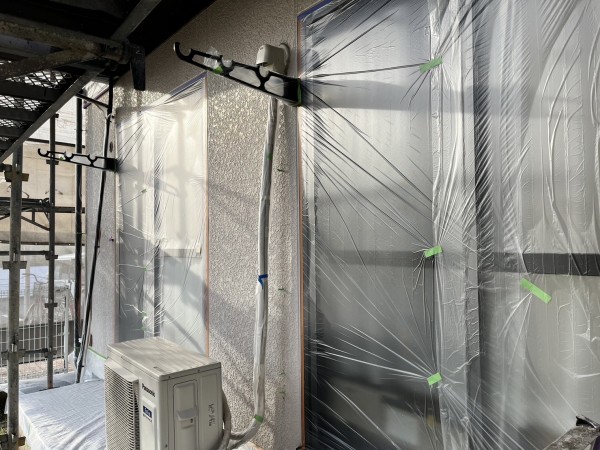 熊本市北区 アパート 屋根外壁塗装工事 養生サムネイル