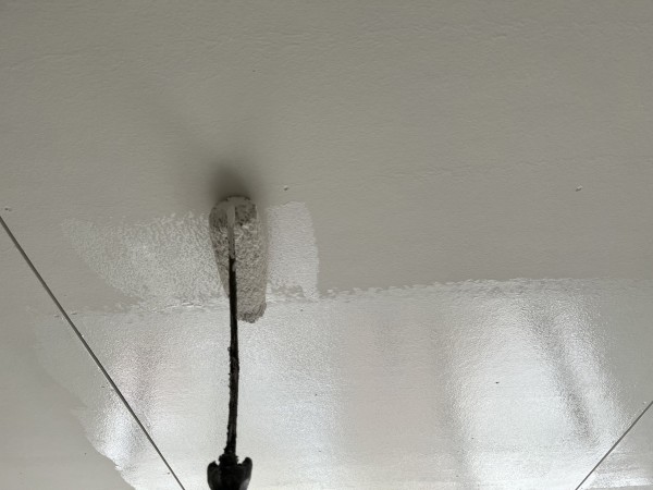 菊池市泗水町 アパートA棟  屋根外壁塗装工事 軒天 外壁中塗り作業サムネイル