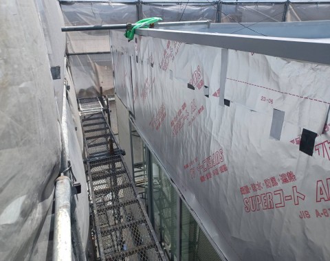 熊本市東区 テナント 屋根外壁塗装工事 外壁張替え作業