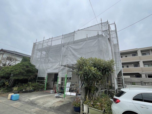 熊本市中央区 アパート 屋根塗装工事 🚧足場組立作業サムネイル