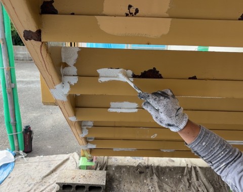 熊本市中央区  坪井  アパート　 屋根外壁塗装工事 　サビ部タッチアップ