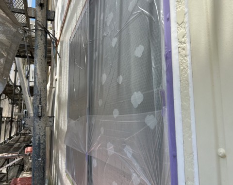 熊本市中央区  坪井  アパート　 屋根外壁塗装工事 　養生
