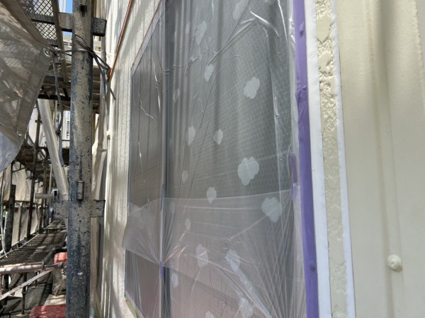 熊本市中央区  坪井  アパート　 屋根外壁塗装工事 　養生サムネイル